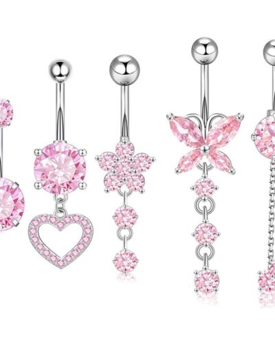 5ps Stainless Steel Dangle Belly Rings Set Wholesale