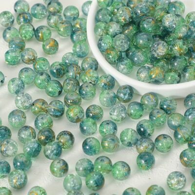 50Pcs10mm Round Crackle Glass Beads Wholesale green