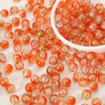 50Pcs10mm Round Crackle Glass Beads Wholesale orange
