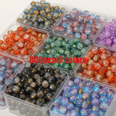 Alternative view of 50Pcs10mm Round Crackle Glass Beads Wholesale