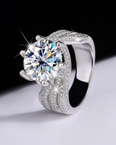 5ct Moissanite Engagement Ring with 925 Sterling Silver