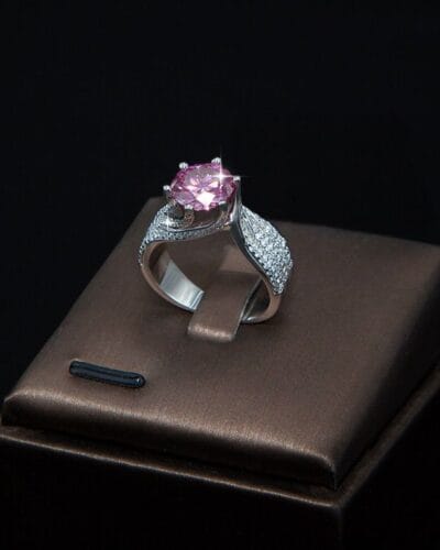 Twisted Multiple Color 5 Carat Pave Diamond Chunky Moissanite Ring for Women