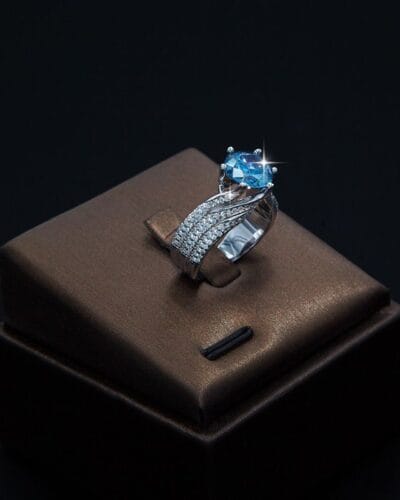 Twisted Multiple Color 5 Carat Pave Diamond Chunky Moissanite Ring for Women