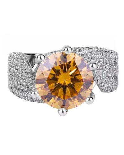 Twisted Multiple Color 5 Carat Pave Diamond Chunky Moissanite Ring for Women