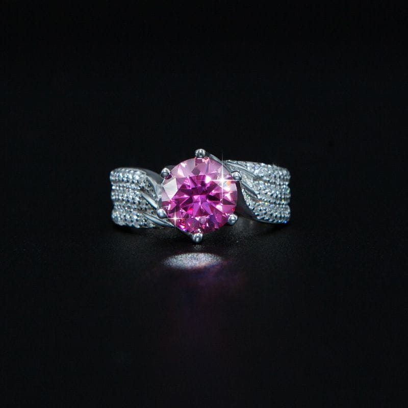 Twisted Multiple Color 5 Carat Pave Diamond Chunky Moissanite Ring for Women