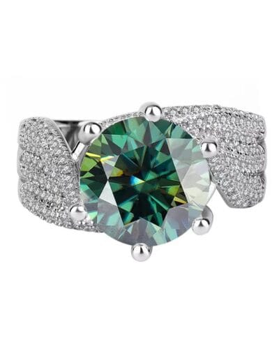 Twisted Multiple Color 5 Carat Pave Diamond Chunky Moissanite Ring for Women