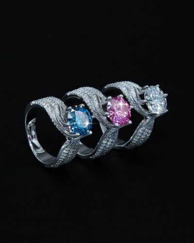 5ct Moissanite Engagement Ring with 925 Sterling Silver'nin alternatif görünümü