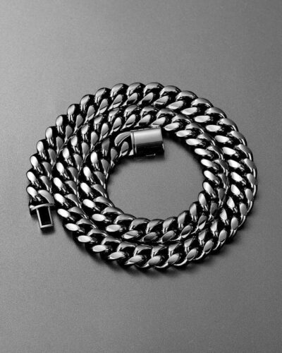 Vue alternative de 6-14mm Stainless Steel Miami Mens Black Cuban Link Chain Wholesale