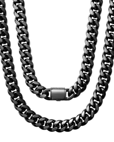 6-14mm Stainless Steel Miami Mens Black Cuban Link Chain Wholesale (4)