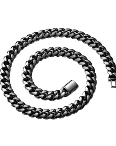 6 14mm Stainless Steel Miami Mens Black Cuban Link Chain Wholesale 7