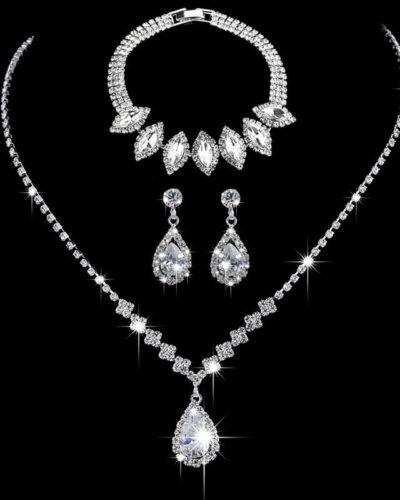 Full Cubic Zirconia Bridal Sets Wholesale Necklace Earrings