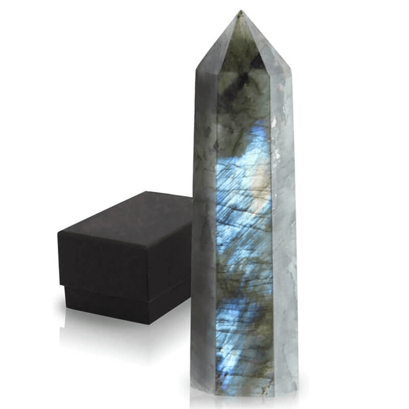 6 Faceted Pointed Crystal Wand Healing Labradorite Tower
