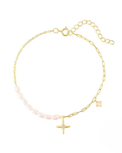Sterling Silver Pearl Bracelet with Opal Star Wholesale SHOW