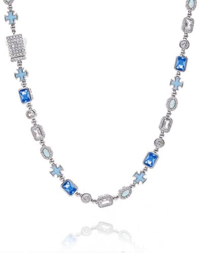 6mm Colorful Multi-gemstone Tennis Chain Necklace Wholesale-white gold