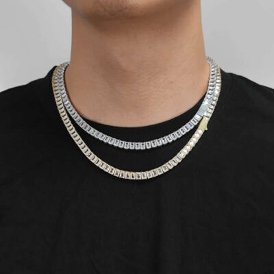 6mm Square Zircon Tennis Necklace Bracelet for Men (1)