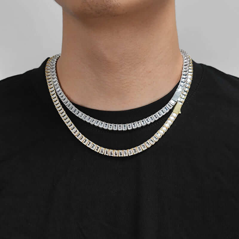 6mm Square Zircon Tennis Necklace Bracelet for Men (1)