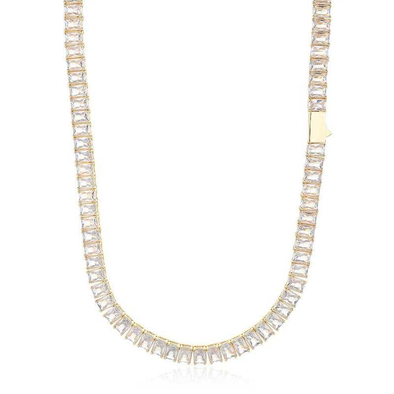 6mm Square Zircon Tennis Necklace Bracelet for Men - Görüntü 3