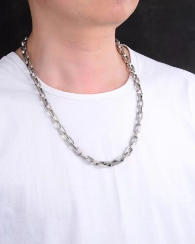 Alternativní pohled na 8.5mm Mens Curb Chain Necklace with Chinese Scrollwork