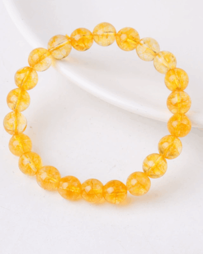 8MM Natural Yellow Citrine Beaded Crystal Bracelet Wholesale