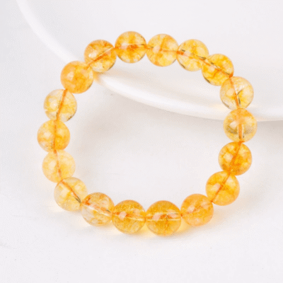 8MM Natural Yellow Citrine Beaded Crystal Bracelet Wholesale