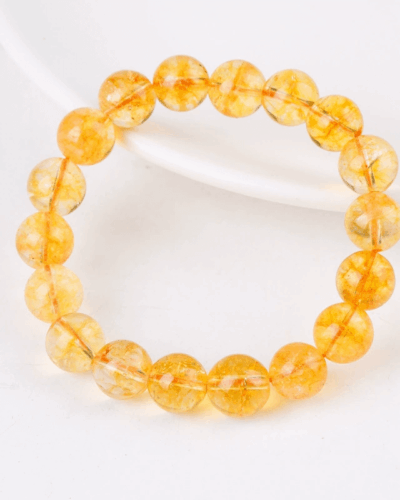 8MM Natural Yellow Citrine Beaded Crystal Bracelet Wholesale