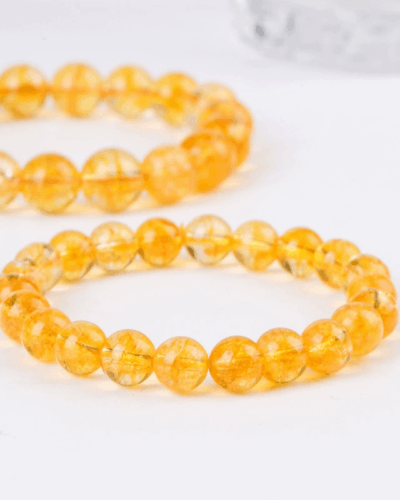 8MM Natural Yellow Citrine Beaded Crystal Bracelet Wholesale