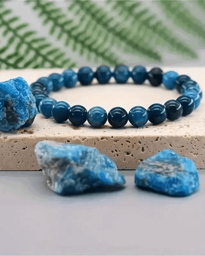 8MM Unisex Blue Apatite Semi Precious Gemstone Bracelet