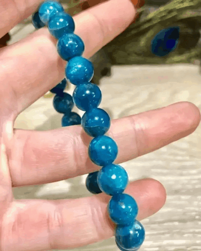 8MM Unisex Blue Apatite Semi Precious Gemstone Bracelet