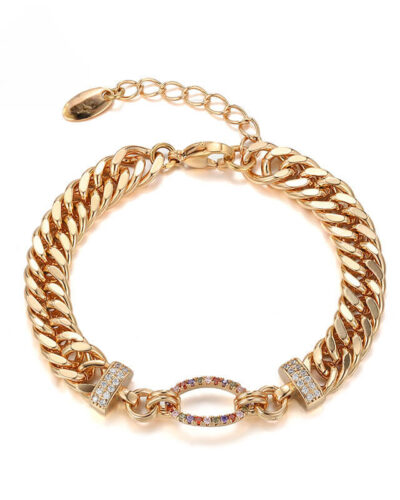 8mm Cuban Link Chain Bracelet 18K Gold Plated show