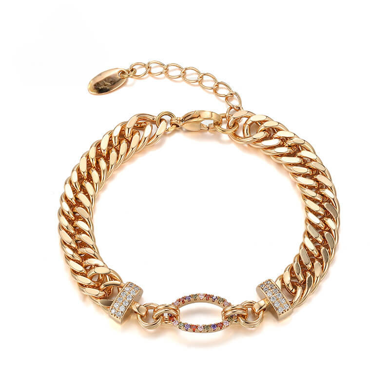 8mm Cuban Link Chain Bracelet 18K Gold Plated show