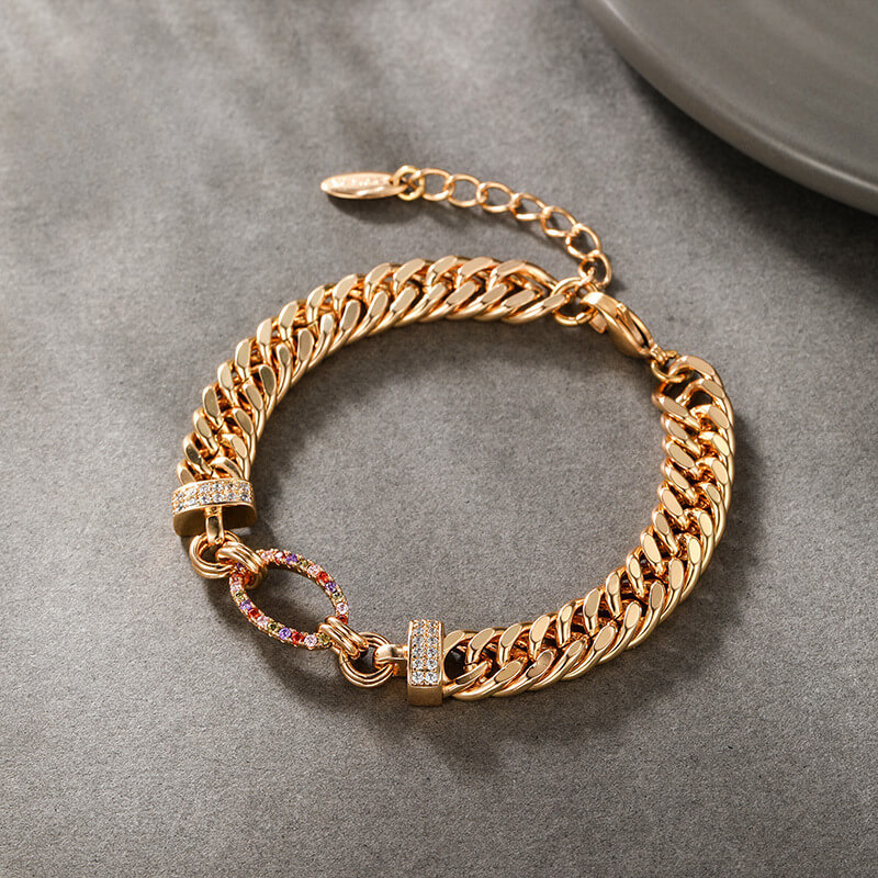 8mm Cuban Link Chain Bracelet 18K Gold Plated - 画像3