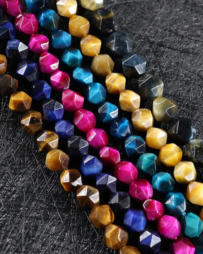 8mm Natural Faceted Tiger Eye Beads Bulk Cube Shape Beads DIY (2)