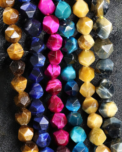 Alternative view of 8mm Natural Faceted Tiger Eye Beads Bulk Cube Shape Beads DIY