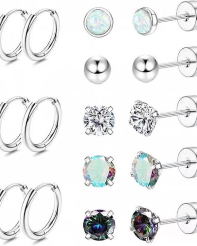 8pcs Surgical Steel Body Piercing Jewelry Wholesale Stud Earrings