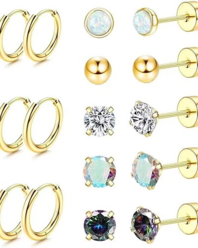 Alternativní pohled na 8pcs Surgical Steel Body Piercing Jewelry Wholesale Stud Earrings