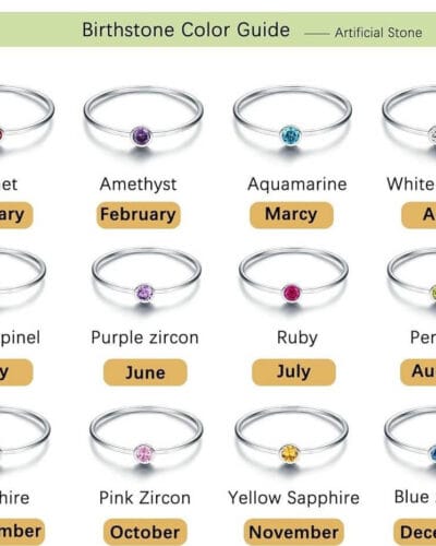 925 Silver Simple Birthstone Rings for Women 1
