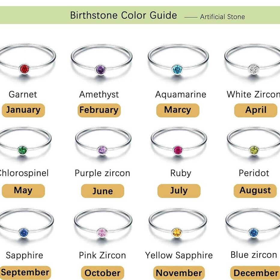 S925 Silver Simple Birthstone Rings for Women - Image 3