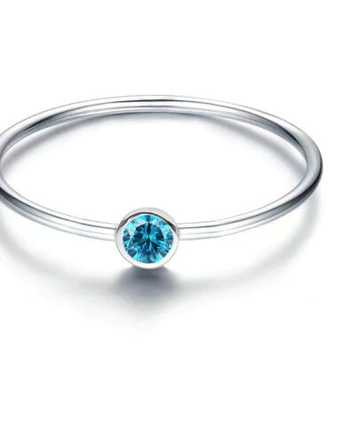 925 Silver Simple Birthstone Rings for Women 10