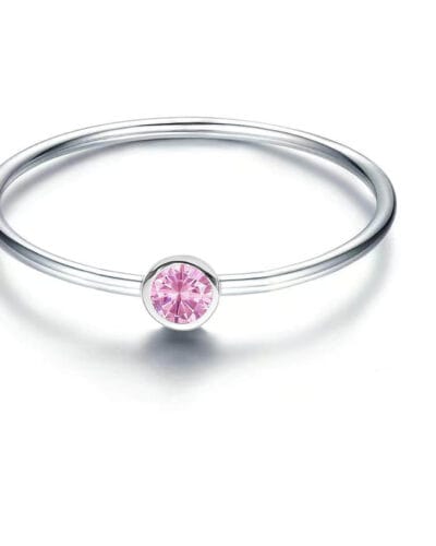 925 Silver Simple Birthstone Rings for Women 12