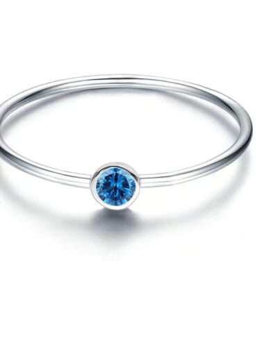 925 Silver Simple Birthstone Rings for Women 15