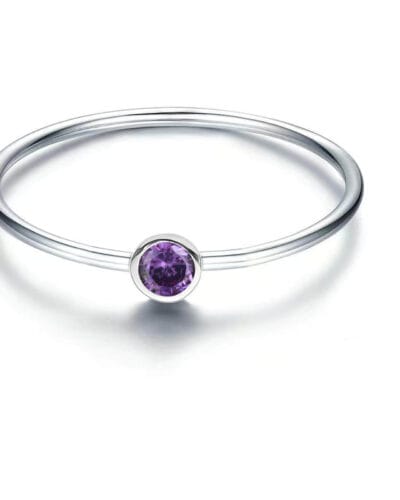 925 Silver Simple Birthstone Rings for Women 4
