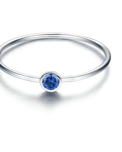 925 Silver Simple Birthstone Rings for Women 5