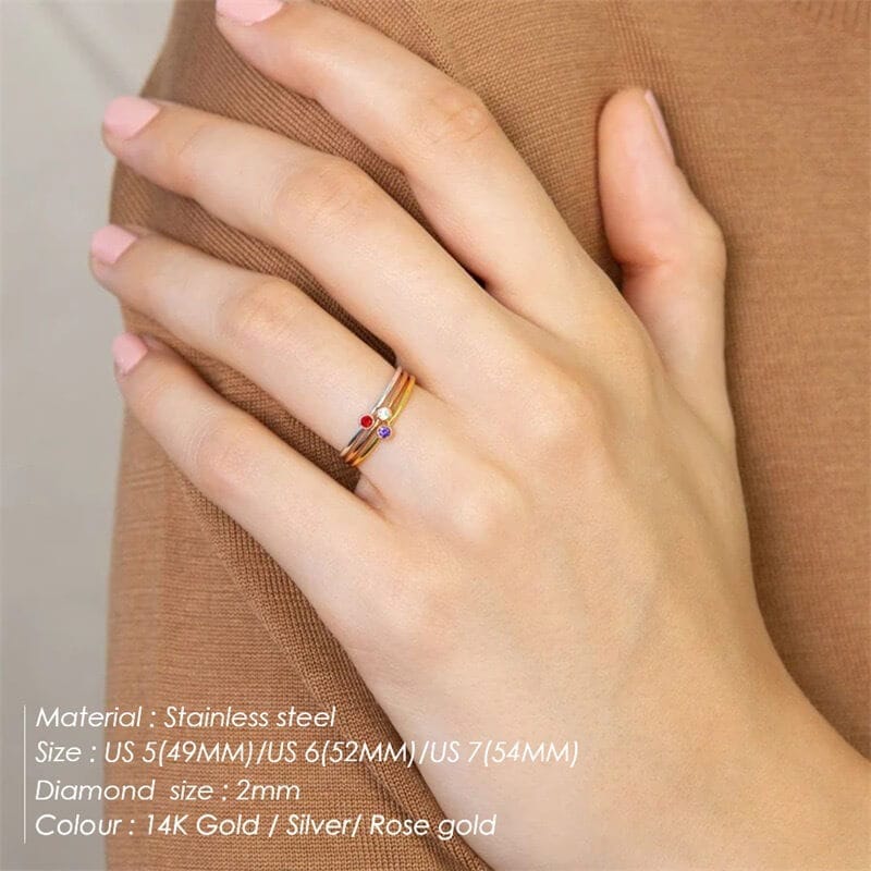 S925 Silver Simple Birthstone Rings for Women - Image 2