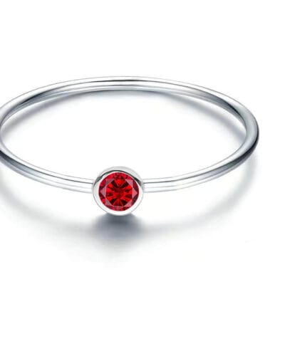925 Silver Simple Birthstone Rings for Women 9