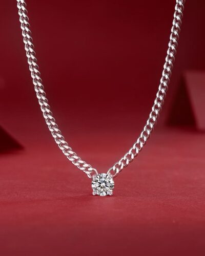 Vaihtoehtoinen näkymä 925 Sterling Silver 3MM Cuban Link Chain with Moissanite Pendant:stä