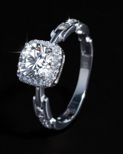 925 Sterling Silver Chain Link Moissanite Ring Wholesale
