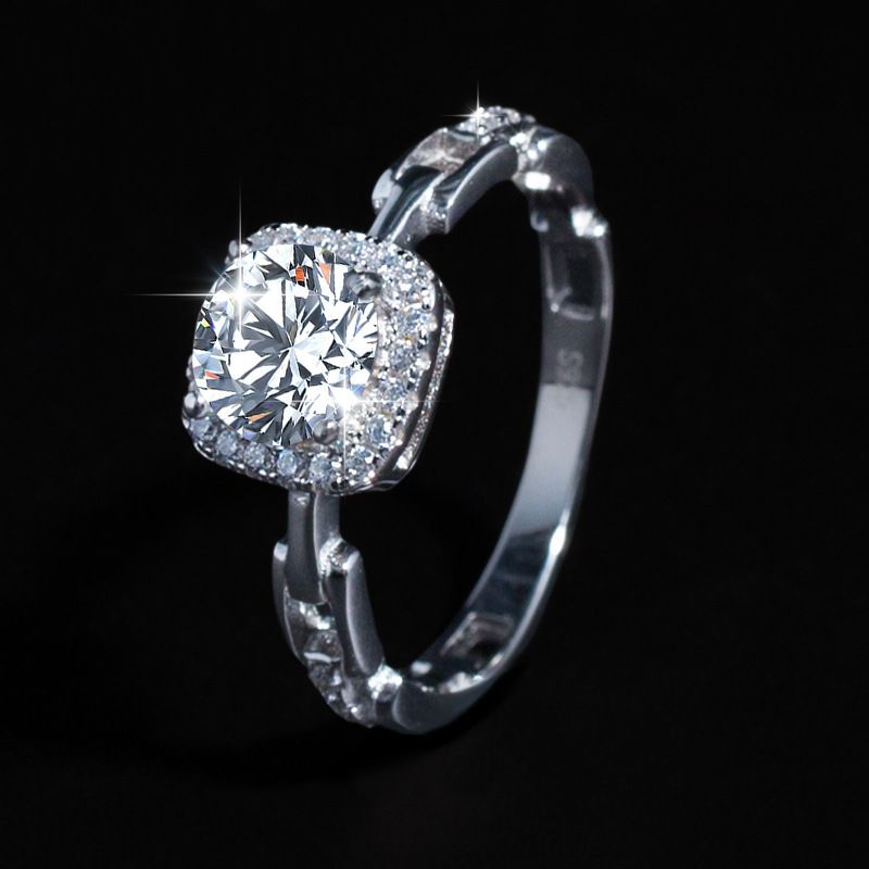 925 Sterling Silver Chain Link Moissanite Ring Wholesale