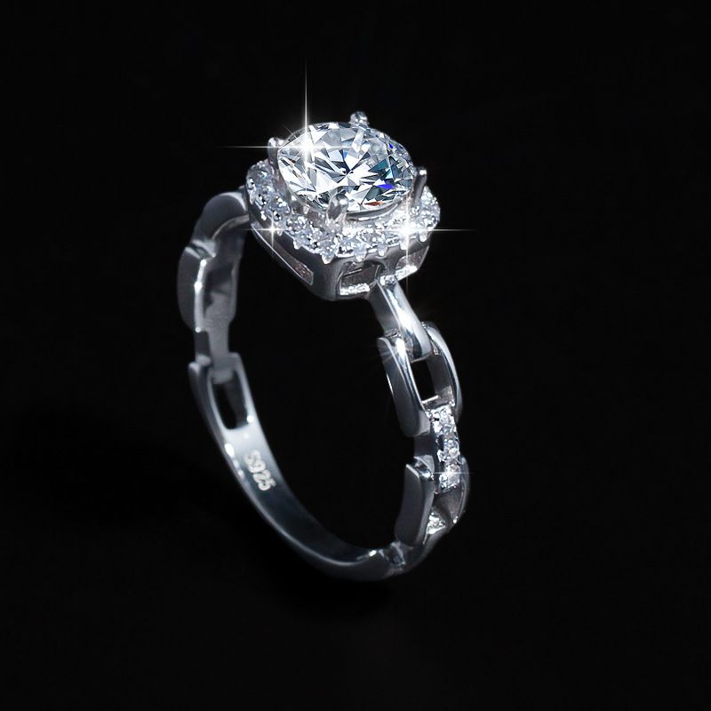 Alternative view of 925 Sterling Silver Chain Link Moissanite Ring Wholesale
