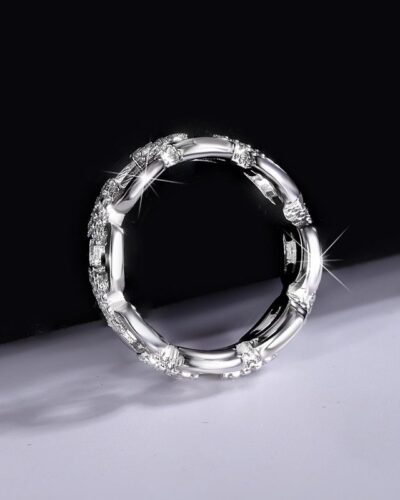 Vista alternativa dell'925 Sterling Silver Chain Link Moissanite Ring