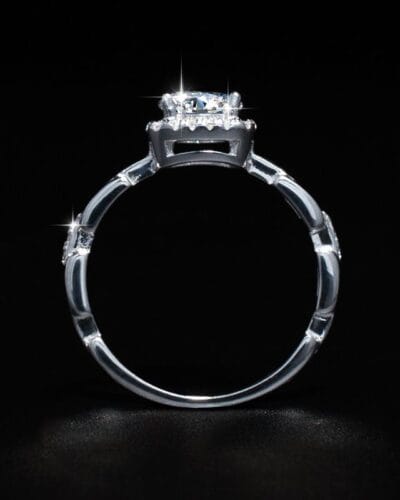 925 Sterling Silver Chain Link Moissanite Ring 2